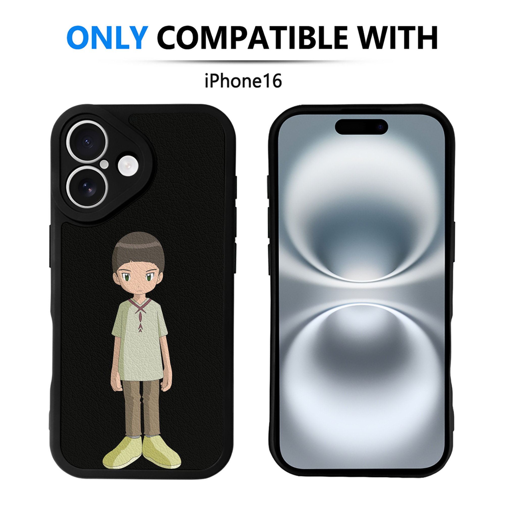 （画像用） Digimon デジタルモンスター/デジモン 【iPhone 16シリーズ対応】シリコンスマホケース（レザー調） 材質：シリコン